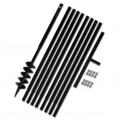 VIDAXL Tarière De Sol Avec Manche 100 Mm Et Tube D'extension 9 M Acier