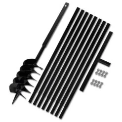 VIDAXL Tarière De Sol Avec Manche 150 Mm Et Tube D'extension 9 M Acier