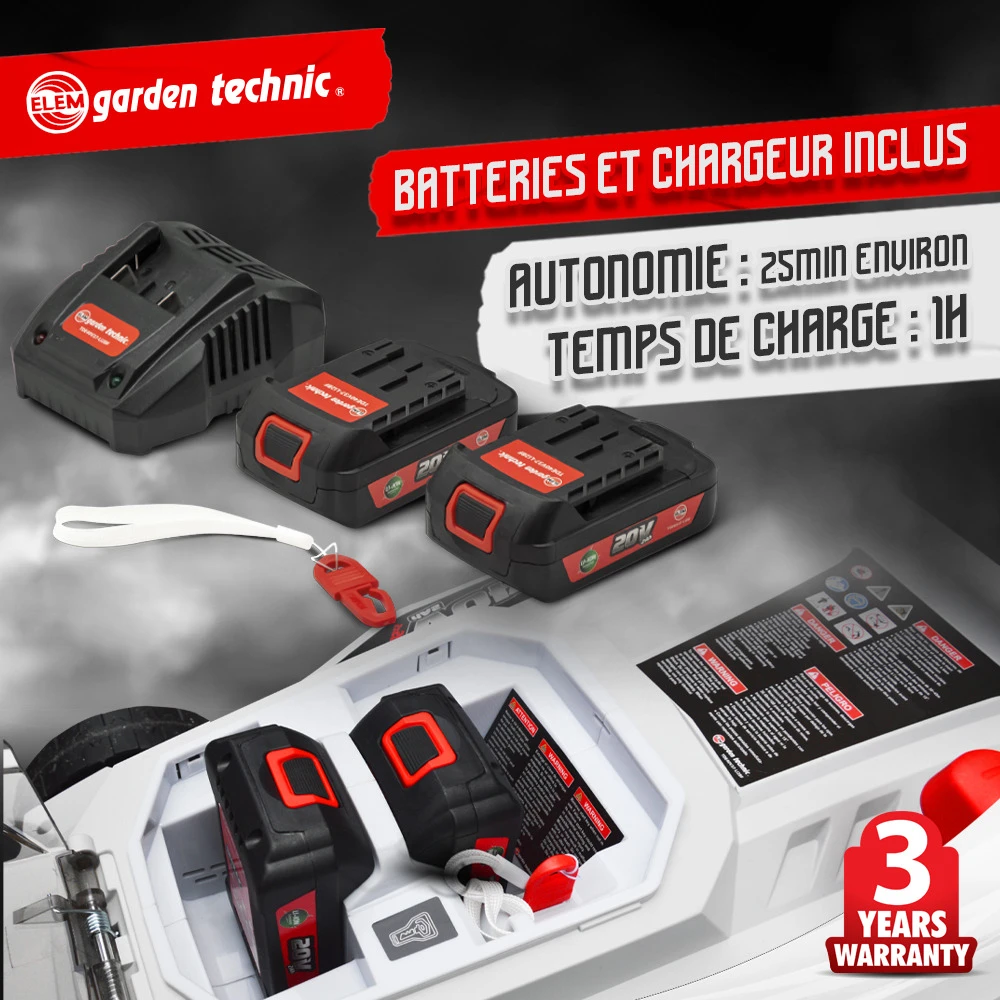 Tondeuse Rechargeable 40v (2x20v) 37cm - Batteries Et Chargeur Fournis - Elem Ga 6 Tondeuse Rechargeable 40v (2x20v) 37cm - Batteries Et Chargeur Fournis - Elem Ga – Image 4