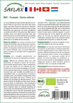 Kit De Culture - Bio - Tomate - Verte Zébrée - 10 Graines - Solanum Lycopersicum -Einhell Boutique 640641b0524e49.03619157
