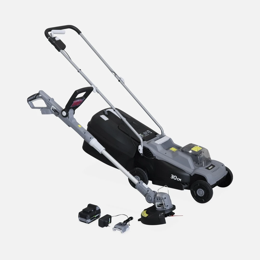 Voltr - Tondeuse à Gazon Sans Fil 30cm Batterie 20v Lithium 4ah Et Chargeur + Débroussailleuse Sans Fil ø25cm Avec Batterie Lithium 3 Voltr - Tondeuse à Gazon Sans Fil 30cm Batterie 20v Lithium 4ah Et Chargeur + Débroussailleuse Sans Fil ø25cm Avec Batterie Lithium